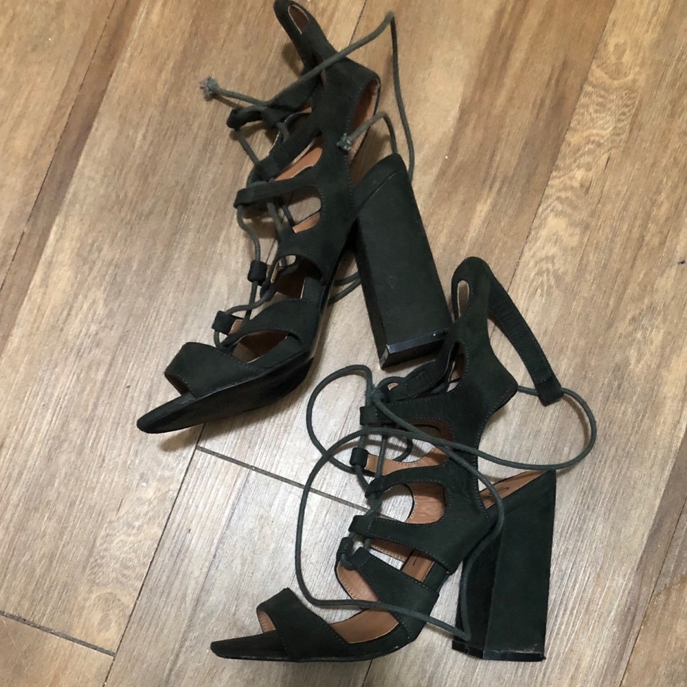Dark Green lace up heels